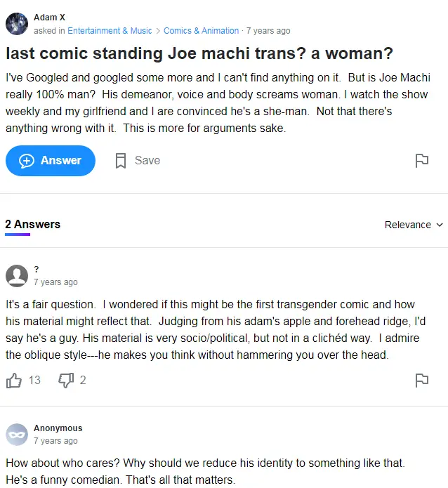 Joe machi transgender