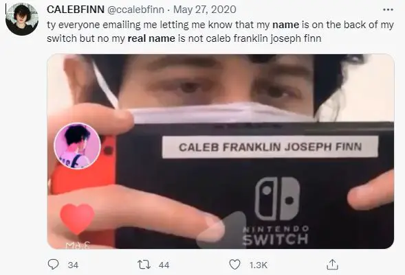 Caleb Finn switch account real name