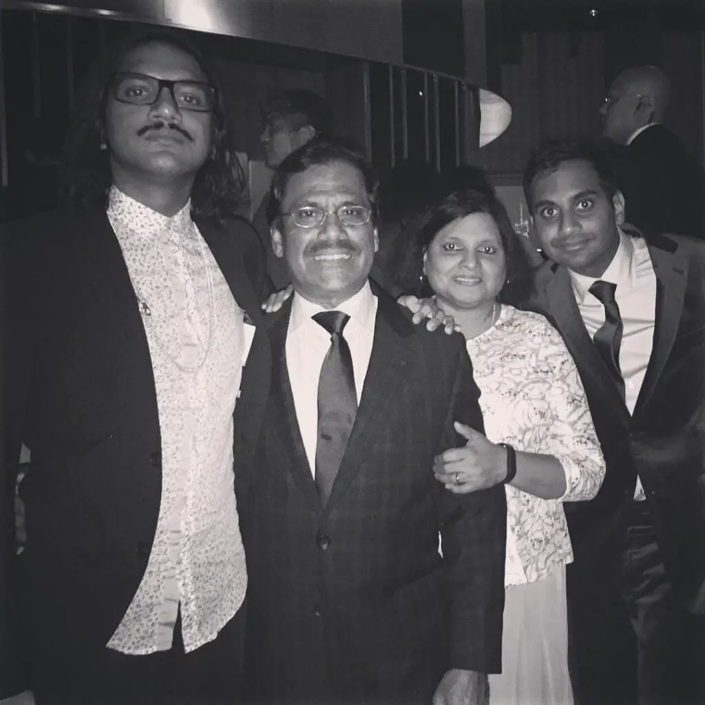Aziz Ansari with his family Brother Father and Mother.