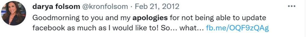 Darya Folsom apology related tweet