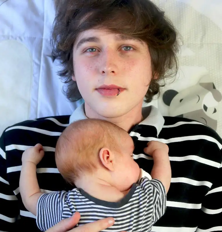 Caleb Finn with his son Finley
