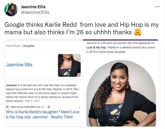 Jasmine Ellis tweeted about her fake new related to her mother name and her age