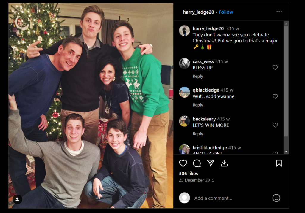 blackledge-with-his-four-sons-and-former-spouse-during-Christmas.